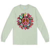 Matcha sunflower and tie dye with peace sign Long Sleeve Tee - Artiststas