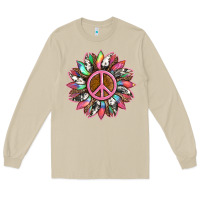 Mushroom sunflower and tie dye with peace sign Long Sleeve Tee - Artiststas