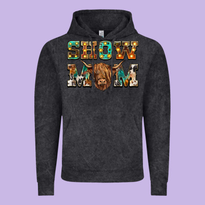 Show Mom Scottish Cattle Vintage Hoodie Designed By Barkaloodesign