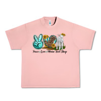 Salmon Peace Love Merino Wool Sheep Urban Heavy Tee - LillyAllenDesigns