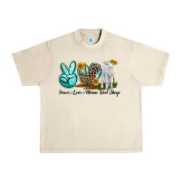 Sandshell Peace Love Merino Wool Sheep Urban Heavy Tee - LillyAllenDesigns