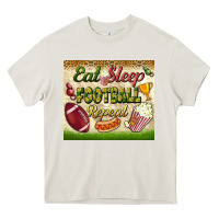 Cream eat sleep football repeat tumbler Heavy Core Tee - BundleAndBundleShop