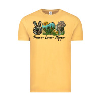 Vintage Mustard Peace Love Hippo Vintage Tee - LillyAllenDesigns