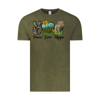 Vintage Olive Peace Love Hippo Vintage Tee - LillyAllenDesigns