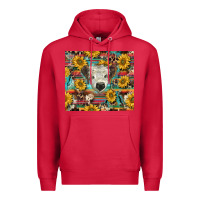Cardinal white Scottish calf and sunflowers Premium Hoodie - BarkalooDesign