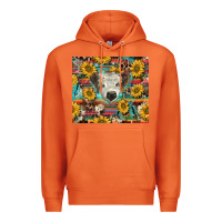 Carrot white Scottish calf and sunflowers Premium Hoodie - BarkalooDesign
