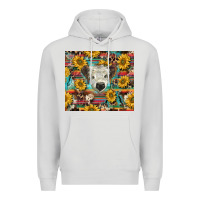 Dove Grey white Scottish calf and sunflowers Premium Hoodie - BarkalooDesign