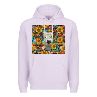 Lilac white Scottish calf and sunflowers Premium Hoodie - BarkalooDesign