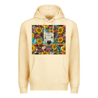 Pina Colada white Scottish calf and sunflowers Premium Hoodie - BarkalooDesign
