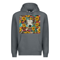 Rock white Scottish calf and sunflowers Premium Hoodie - BarkalooDesign
