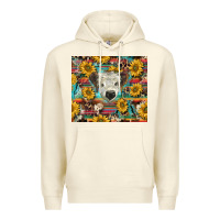 Sandshell white Scottish calf and sunflowers Premium Hoodie - BarkalooDesign