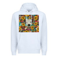 White white Scottish calf and sunflowers Premium Hoodie - BarkalooDesign