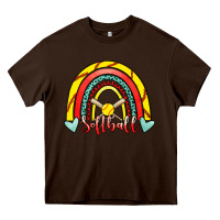 Chocolate Brown Softball Rainbow Heavy Core Tee - RanaPortraitStore