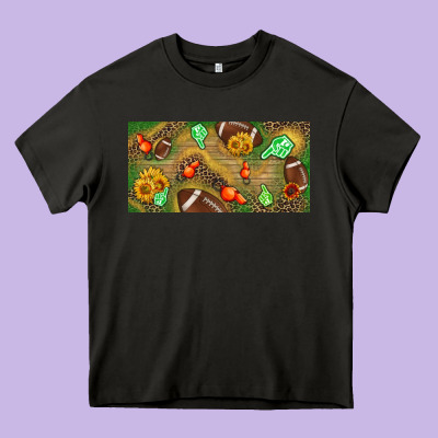Western Sunflower And American Football License  Plate Heavy Core Tee Designed By Bundleandbundleshop