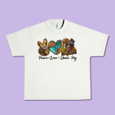Peace Love Duroc Pig Urban Heavy Tee Designed By Lillyallendesigns