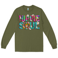 Army Green hippie soul with tie dye and flowers Long Sleeve Tee - Artiststas