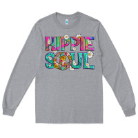 Heather Grey hippie soul with tie dye and flowers Long Sleeve Tee - Artiststas