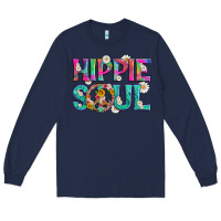 Navy hippie soul with tie dye and flowers Long Sleeve Tee - Artiststas
