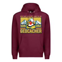 Burgundy Geocaching, geocaching travel bug, geocache, Premium Hoodie - artisFamous