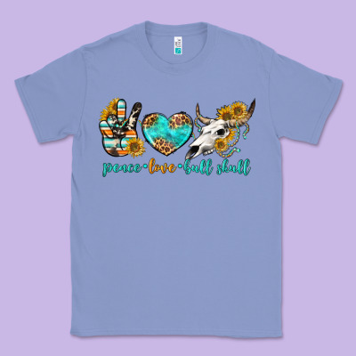 Peace Love Bull Skull Bbs Classic Tee Designed By Bundleandbundleshop