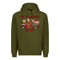 Army Green it's christmas y'all truck with farm animals Premium Hoodie - RanaPortraitStore