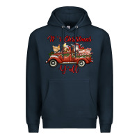 Navy it's christmas y'all truck with farm animals Premium Hoodie - RanaPortraitStore