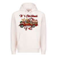 Pale Pink it's christmas y'all truck with farm animals Premium Hoodie - RanaPortraitStore