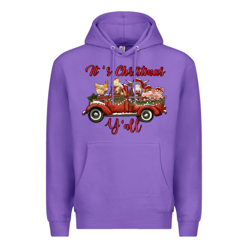 It's Christmas Y'all Truck With Farm Animals Premium Hoodie by RanaPortraitStore | Teevron