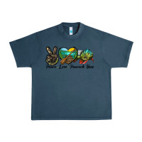 Midnight Navy Peace Love Peacock Bass Urban Heavy Tee - LillyAllenDesigns