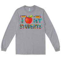 Heather Grey i love my students with pen and Long Sleeve Tee - Artiststas
