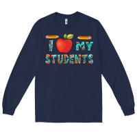 Navy i love my students with pen and Long Sleeve Tee - Artiststas