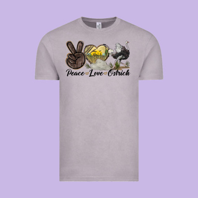 Peace Love Ostrich Vintage Tee Designed By Lillyallendesigns