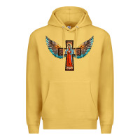 Antique Gold our lady of guadalupe cross with wings Premium Hoodie - BarkalooDesign