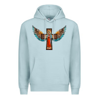 Blue Mist our lady of guadalupe cross with wings Premium Hoodie - BarkalooDesign