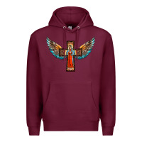 Burgundy our lady of guadalupe cross with wings Premium Hoodie - BarkalooDesign