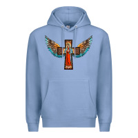 Colony Blue our lady of guadalupe cross with wings Premium Hoodie - BarkalooDesign