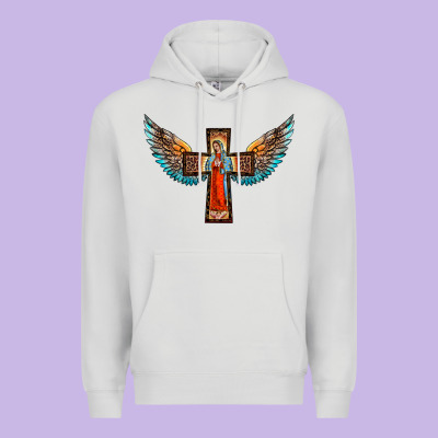 Our Lady Of Guadalupe Cross With Wings Premium Hoodie Designed By Barkaloodesign