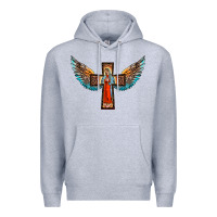 Heather Grey our lady of guadalupe cross with wings Premium Hoodie - BarkalooDesign