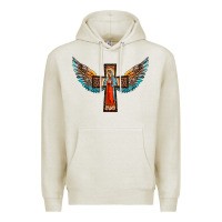 Oatmeal Heather our lady of guadalupe cross with wings Premium Hoodie - BarkalooDesign