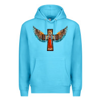 Ocean Blue our lady of guadalupe cross with wings Premium Hoodie - BarkalooDesign
