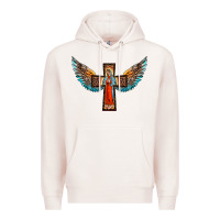 Pale Pink our lady of guadalupe cross with wings Premium Hoodie - BarkalooDesign