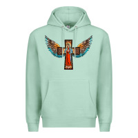 Seafoam our lady of guadalupe cross with wings Premium Hoodie - BarkalooDesign
