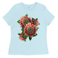 Baby Blue 4 crimson blaze sunflower Ladies Tee - LillyAllenDesigns