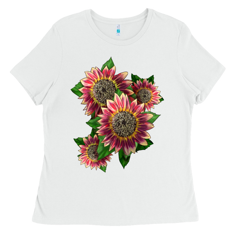 4 Crimson Blaze Sunflower Ladies Tee by LillyAllenDesigns | Teevron