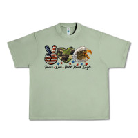 Oil Green peace love bald head eagle Urban Heavy Tee - LillyAllenDesigns