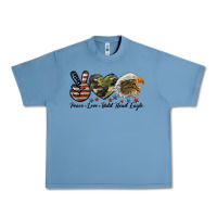 Pebble Blue peace love bald head eagle Urban Heavy Tee - LillyAllenDesigns