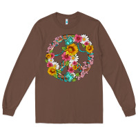 Chestnut floral peace sign with gemstone Long Sleeve Tee - Artiststas