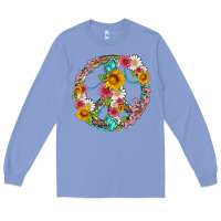 Colony Blue floral peace sign with gemstone Long Sleeve Tee - Artiststas
