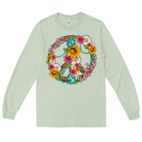 Matcha floral peace sign with gemstone Long Sleeve Tee - Artiststas