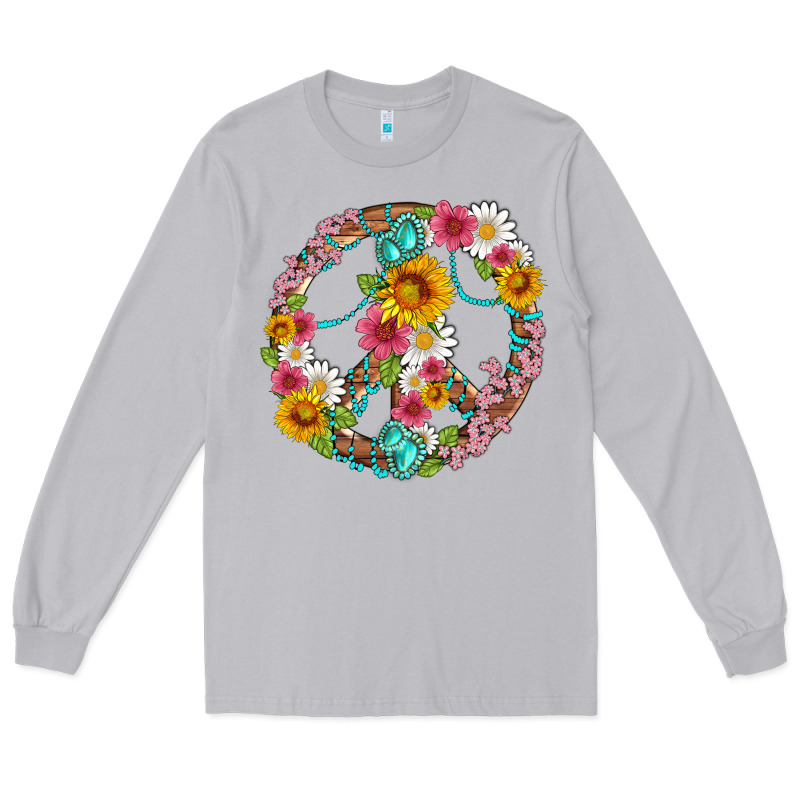 Floral Peace Sign With Gemstone Long Sleeve Tee by Artiststas | Teevron